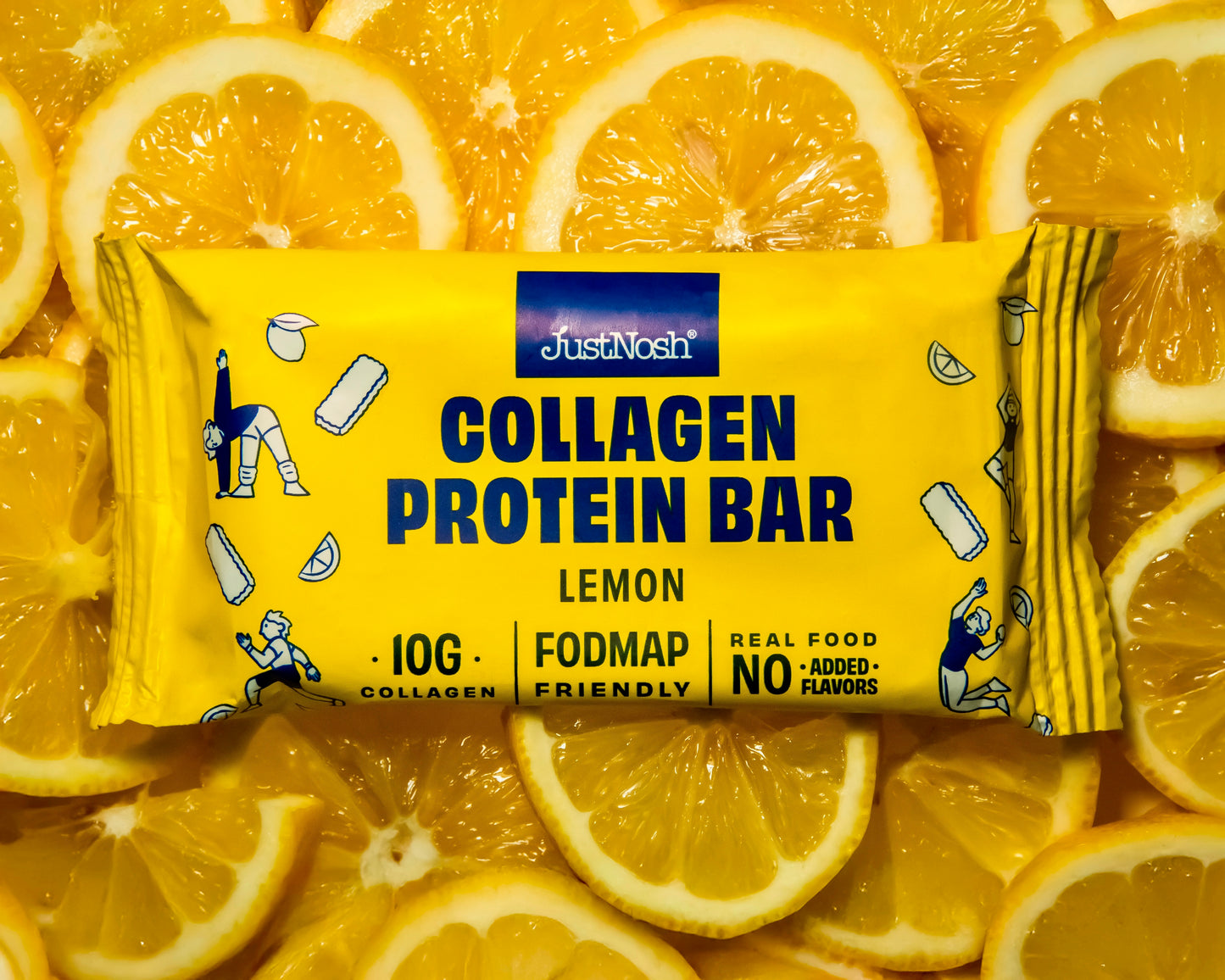JustNosh Lemon Collagen Protein Bar – 12 Pack (13g Protein)