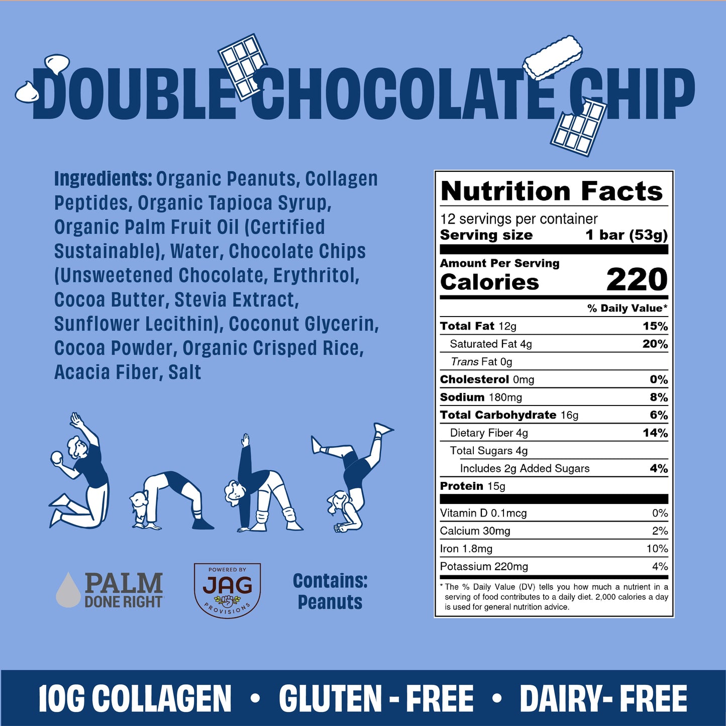 JustNosh Collagen Protein Bars 12ct Double Chocolate Chip