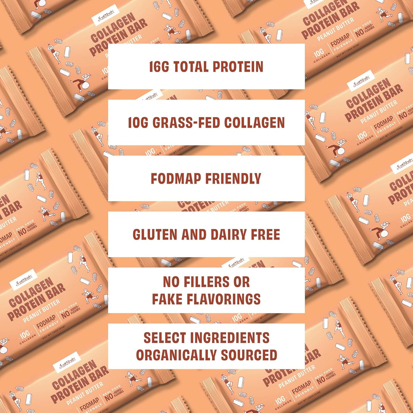 JustNosh Collagen Protein Bars 12ct Peanut Butter