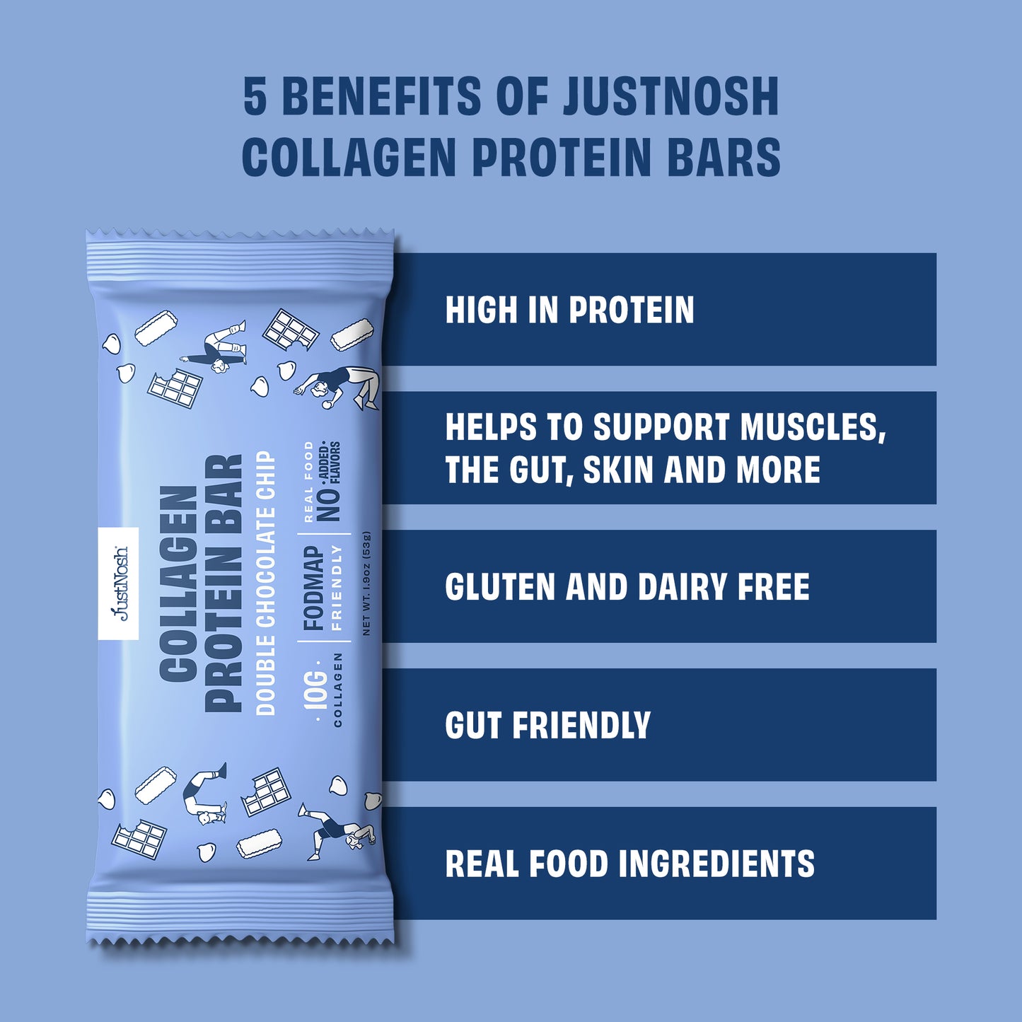 JustNosh Collagen Protein Bars 12ct Double Chocolate Chip