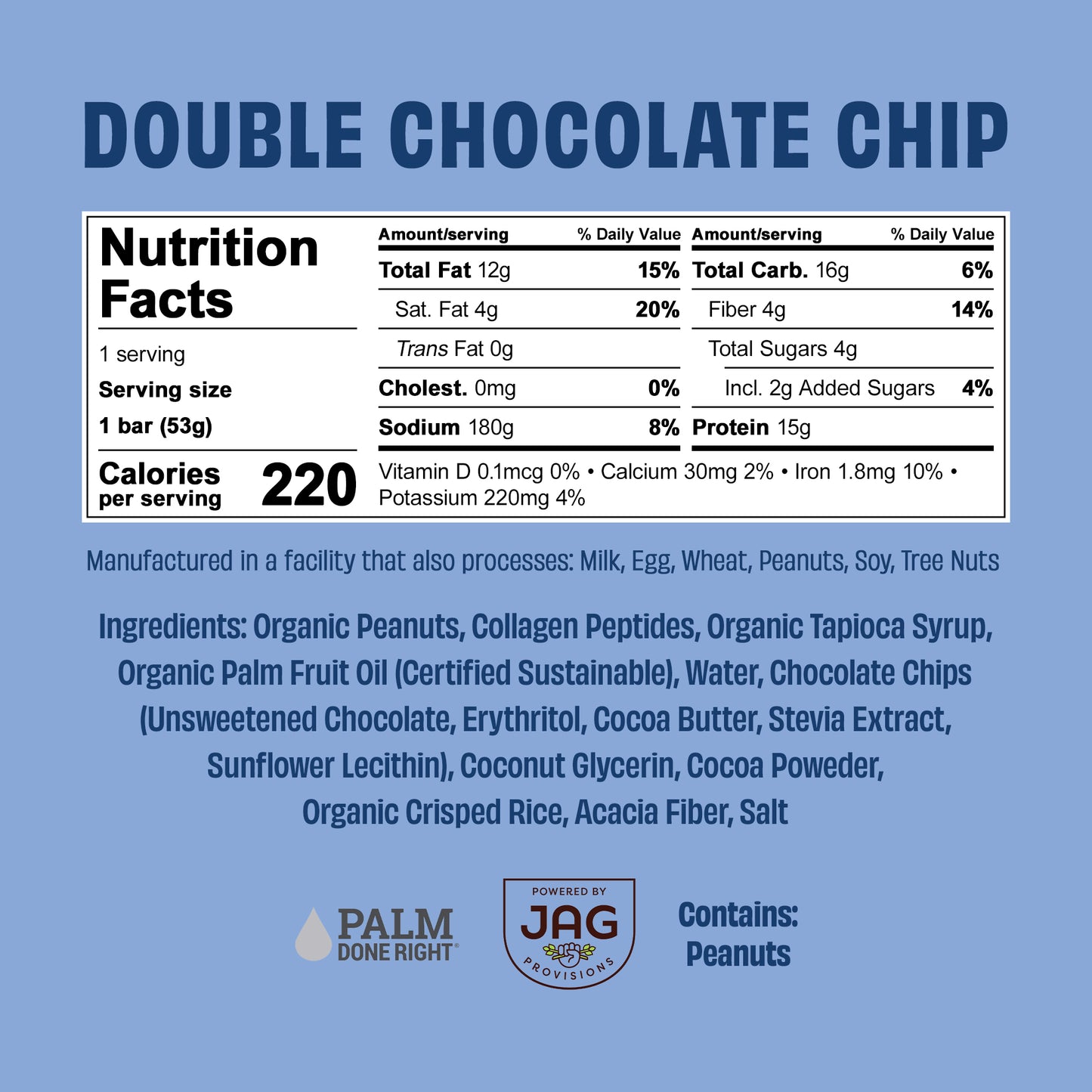 JustNosh Collagen Protein Bars 12ct Double Chocolate Chip