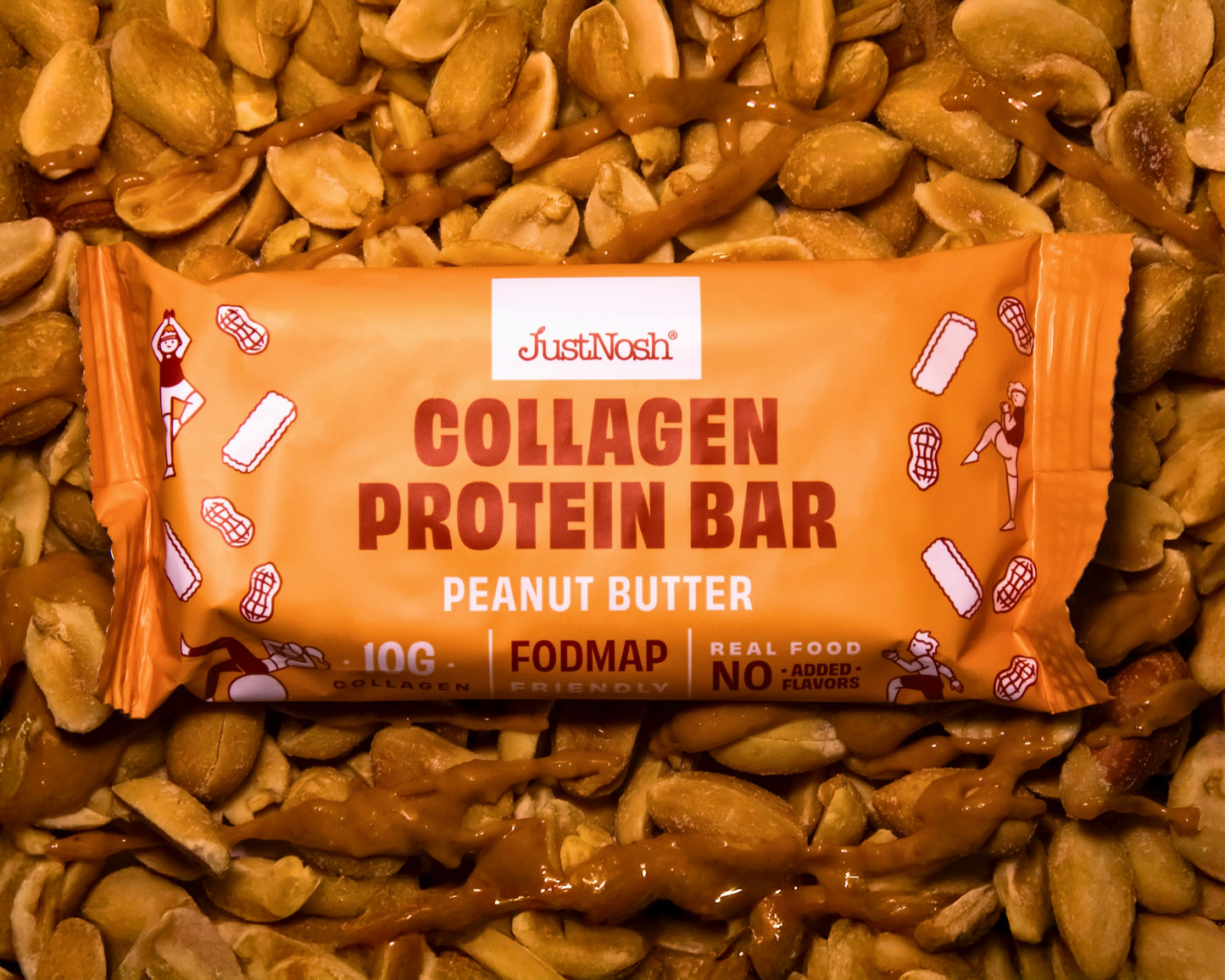 JustNosh Peanut Butter Collagen Protein Bar – 12 Pack (16g Protein)