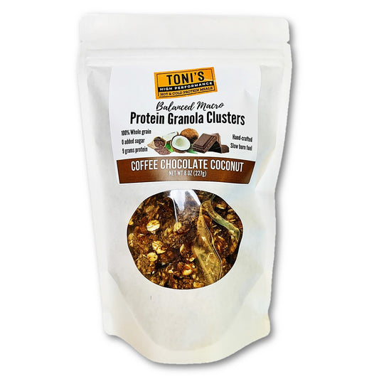 Coffee Chocolate Coconut Granola Clusters - Protein and balanced macros