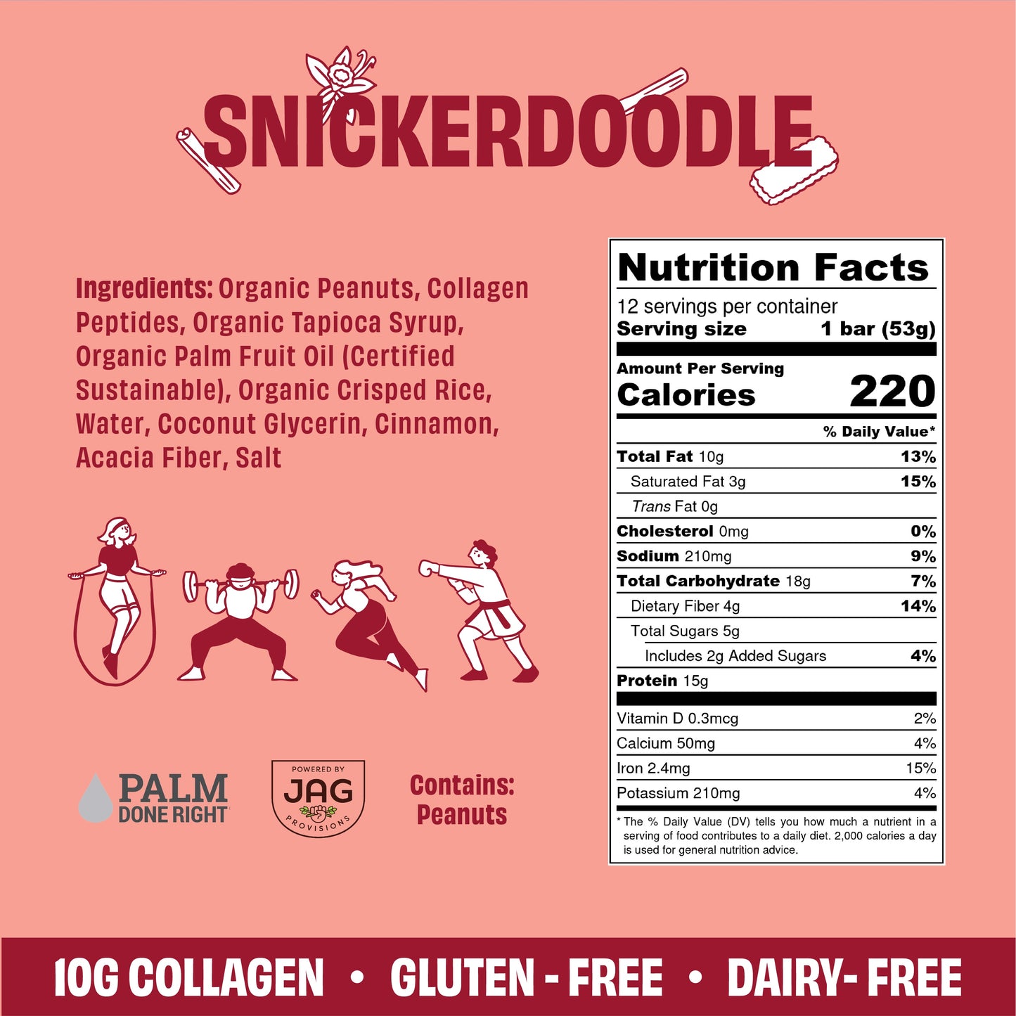 JustNosh Collagen Protein Bars 12ct Snickerdoodle